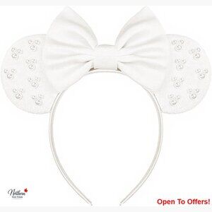 Luxury Velvet Mouse Ear Headband with Pearl Accents, Adjustable